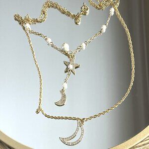 J.crew Stars and moons necklace Double Strand Necklace 24" plus extender